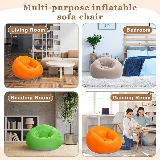 Realspring 6 Pcs Bean Bag Chairs for Adults Inflatable Chairs with Electric Air Pump,Blow up Couch
