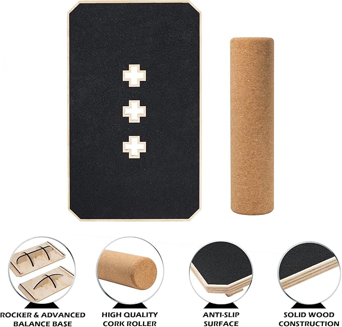 Multi-Optional Wooden Balance Board for all kind of balance tranning, Extra-Large Anti-Slip Wobble