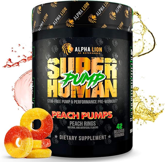 ALPHA LION Superhuman Pump Pre Workout Powder, Nootropic Caffeine & Stim Free Preworkout