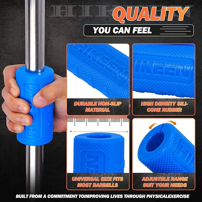 Hikeen Thick Bar Dumbbell Grips,Non Slip Hard Rubber Barbell Grips,Grips for Weight Lifting, Muscle