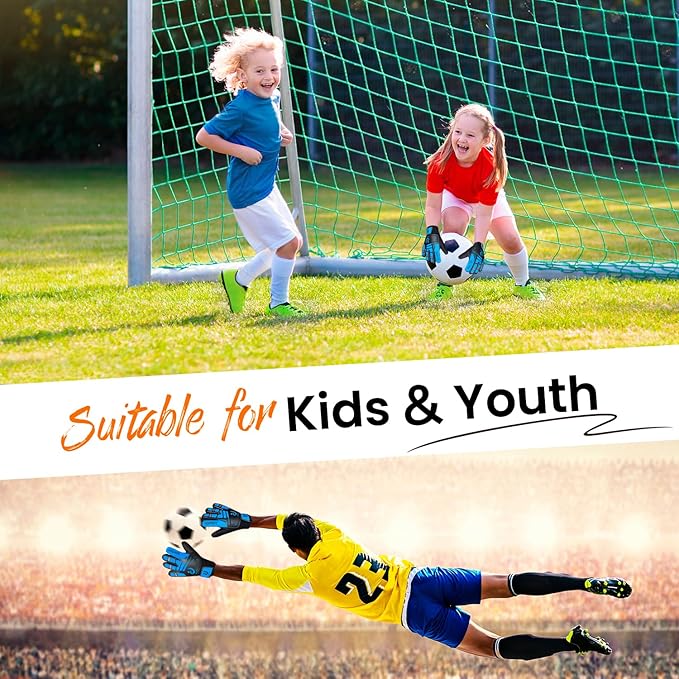 Jalunth Soccer Goalie Gloves Kids Youth Goalkeeper Field Player Gloves Boys Girls Training Grip