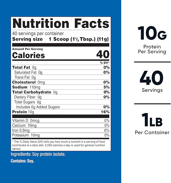 Nutricost Soy Protein Isolate Powder, 1 LB Unflavored - 10 Grams of Protein Per Serving, Vegan