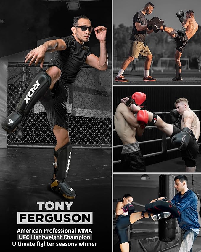 RDX Shin Guards Kickboxing Muay Thai, SATRA SMMAF Approved, Premium Maya Hide Leather, Leg Instep