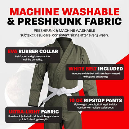 Hawk Sports Brazilian Jiu Jitsu Gi for Men and Women with Jacket, Pants, and White Belt for Martial