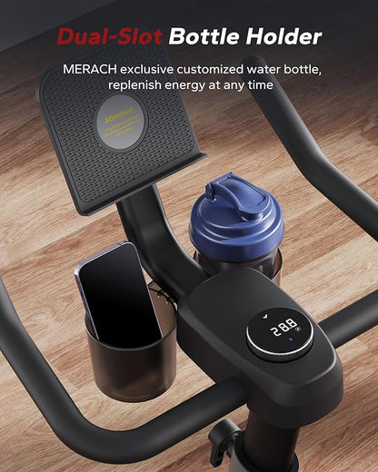 MERACH Exercise Bike, Brake Pad Stationary Bike with Exclusive App, Low Noise Indoor Cycling Bike