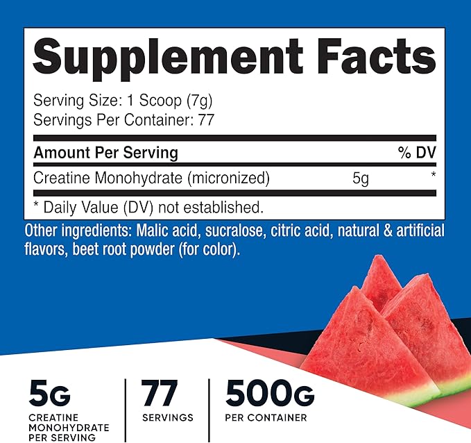 Nutricost Creatine Monohydrate Powder (Watermelon, 500 Gram) - Micronized Creatine Supplement