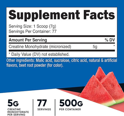 Nutricost Creatine Monohydrate Powder (Watermelon, 500 Gram) - Micronized Creatine Supplement