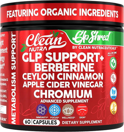 GLP1 Supplement Berberine Ceylon Cinnamon Apple Cider Vinegar Chromium Turmeric PCOS Supplements