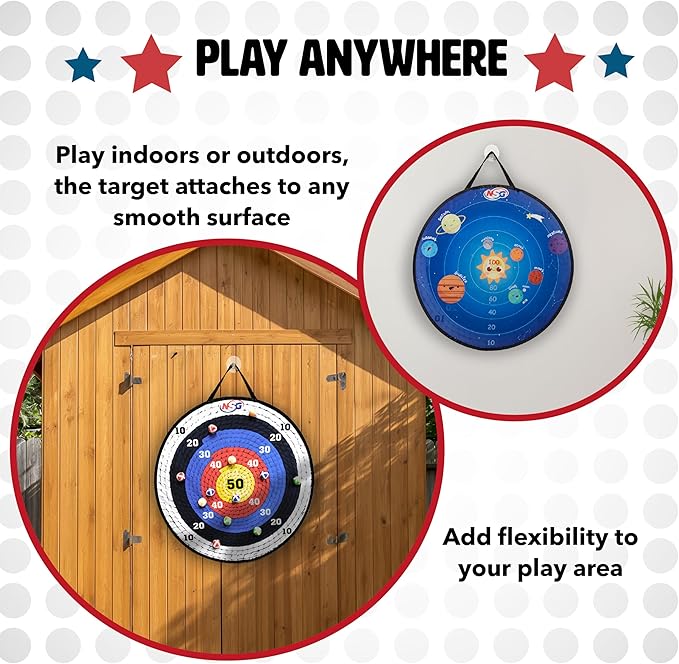 NSG Target Toss Large Dart Board for Kids 30in Giant Kids Dart Board Double Sided Game Set for