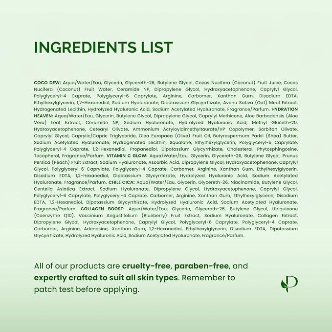 PLANTIFIQUE Superfood Facial Sheet Mask Variety Box 10 Pack ??2x Coconut, Aloe, Vitamin C, Centella