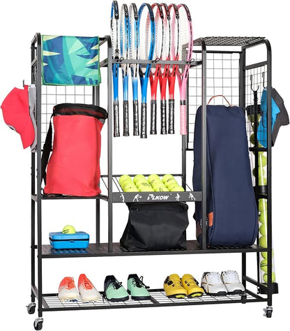 PLKOW Tennis Bag Organizer Tennis Racket Storage Rack, Tennis Equipment Holder for Bags, Balls