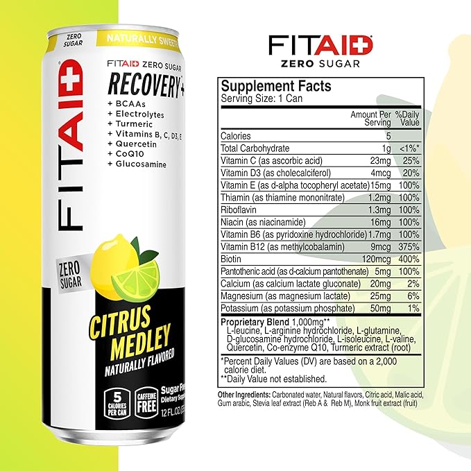 FITAID ZERO Sugar, Keto-Friendly, Number 1 Post-Workout Recovery Drink, Contains Zero Sugar, BCAAs