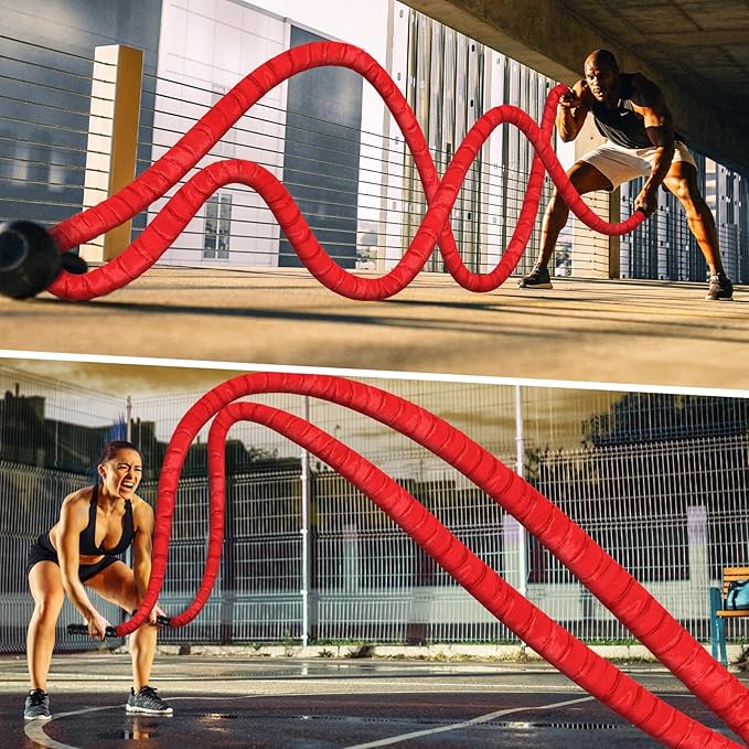 Battle Ropes for Home Gym, Exercise Rope 1.26/1.5inch, 30 40FT Heavy Battle Rope Weighted Battle