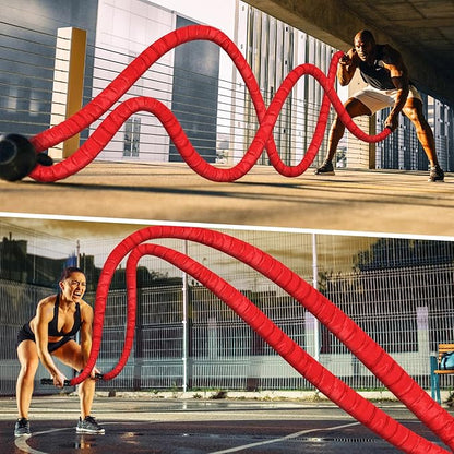 Battle Ropes for Home Gym, Exercise Rope 1.26/1.5inch, 30 40FT Heavy Battle Rope Weighted Battle