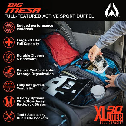 Wildhorn Big Mesa 90L MTB Gear Bag - Lightweight & Waterproof Duffel, Mountain Bike Duffle Bag
