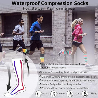 RANDY SUN Waterproof Skiing Socks, [SGS Certified] Unisex Knee High Breathable Hiking Trekking Sock