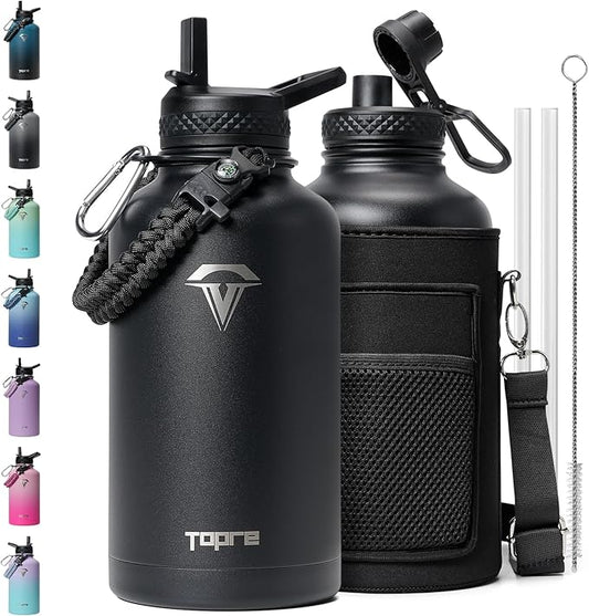 64oz Insulated Water Bottle,Half Gallon Water Flask Stainless Steel Vacuum, Cold for 48