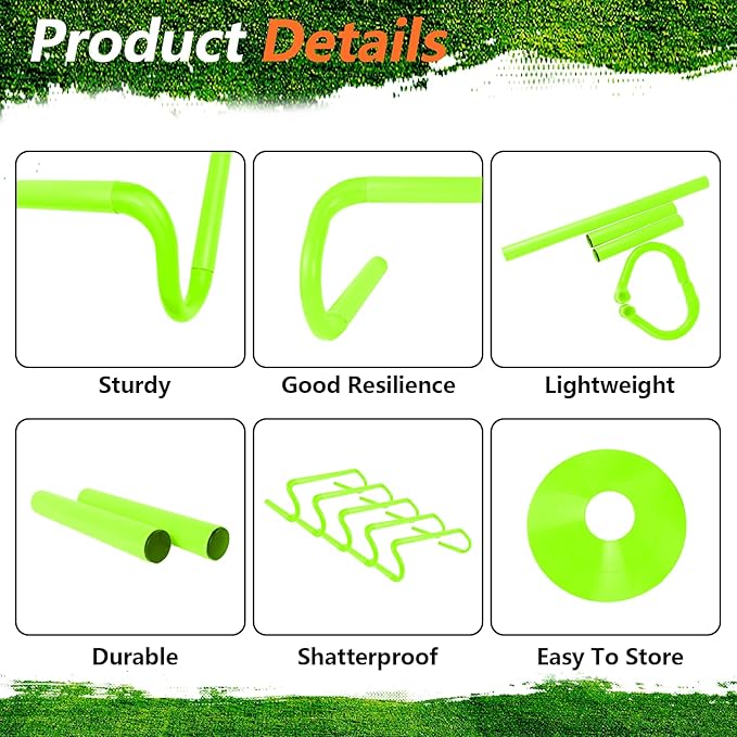 10 Pcs 6" Speed Agility Training Hurdles with 6 Marker Cone Durable Detachable Training Equipments