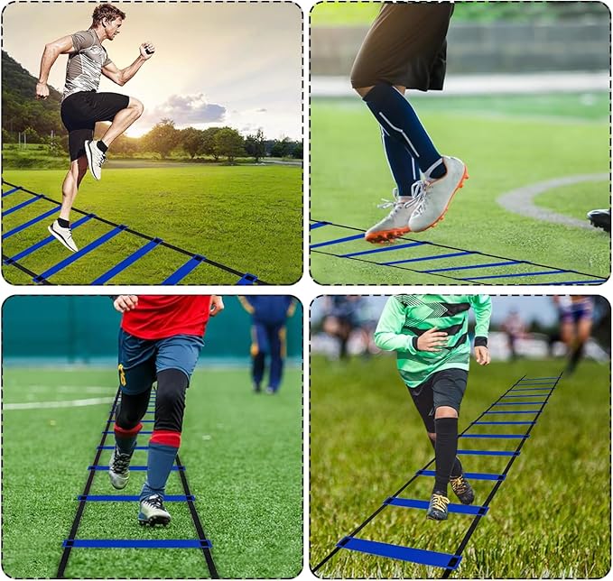 Professional Agility Ladder Speed Training Equipment Set-20ft Agility Ladder,12 Soccer Cones, 4