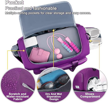 FIORETTO Women's Gym Duffle Bag with Shoes Compartment, 37L Capacity, Ideal for Travel, Gym