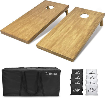 GoSports 4 ft x 2 ft Regulation Size Wooden Cornhole Boards Set - Includes Carrying Case - Full