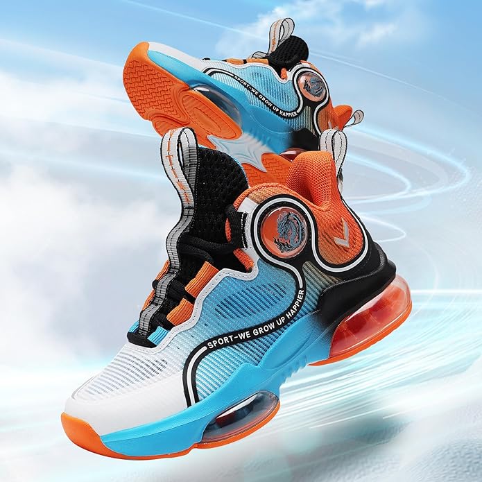 JMFCHI Kids Basketball Shoes High-top Sports Shoes Sneakers Durable Lace-up Non-Slip Running Shoes