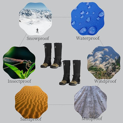 2 Pairs Leg Gaiters Adjustable Shoe Snow Boot Guard Gators for Running Shoe Gaiters, Trail Running