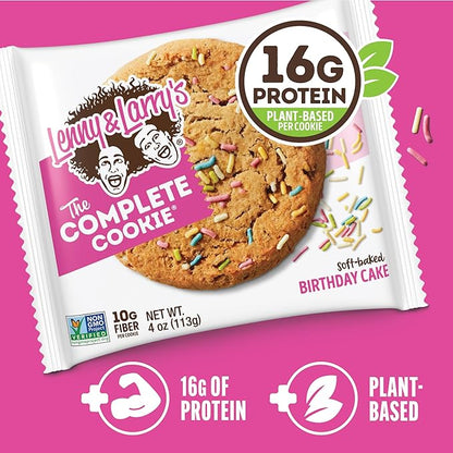 Lenny & Larry's The Complete Cookie, Birthday Cake, Soft Baked, 16g Plant Protein, Vegan, Non-GMO