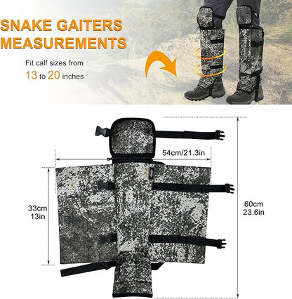 Snake Gaiters Leg Guards, Waterproof Snake Guards, Adjustable Snake Bite Protection for Lower Legs
