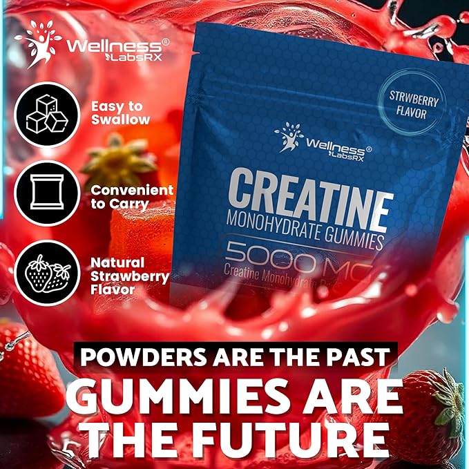Creatine Gummies 5000mg, 30 Servings Creatine Monohydrate Gummies - Third-Party Tested Creatine for