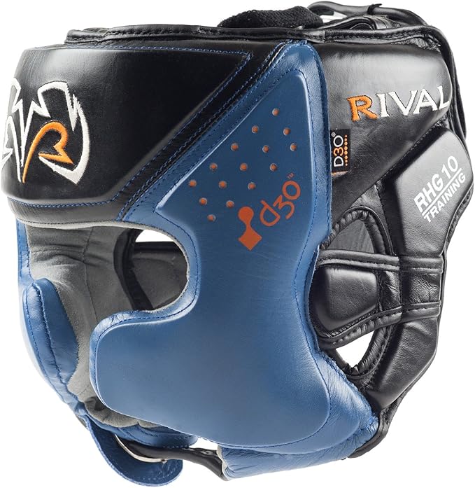 RIVAL Boxing RHG10 Intelli-Shock Headgear, D3O Front and Side Padding, Hook and Loop Back