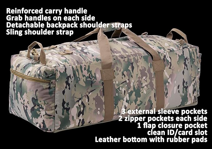 Large Military Duffle Bag Tactical Gear Load Out Bag Deployment Cargo Bag Travel Sports Equipment