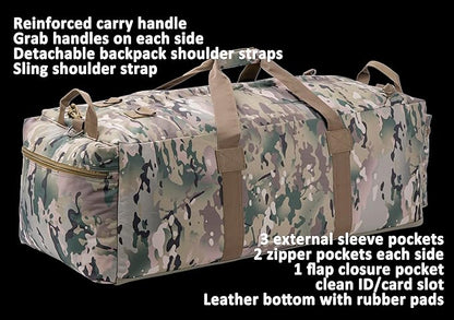 Large Military Duffle Bag Tactical Gear Load Out Bag Deployment Cargo Bag Travel Sports Equipment