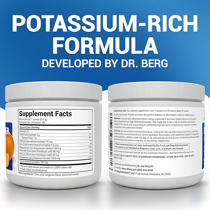Dr. Berg Zero Sugar Hydration Keto Electrolyte Powder - Enhanced w/ 1000 mg of Potassium & Real