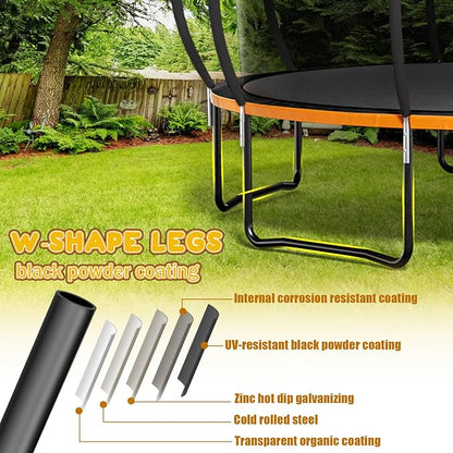 Trampoline 12FT 14FT 15FT 16FT for Kids/Adults - Outdoor Recreational with Enclosure Net Curved