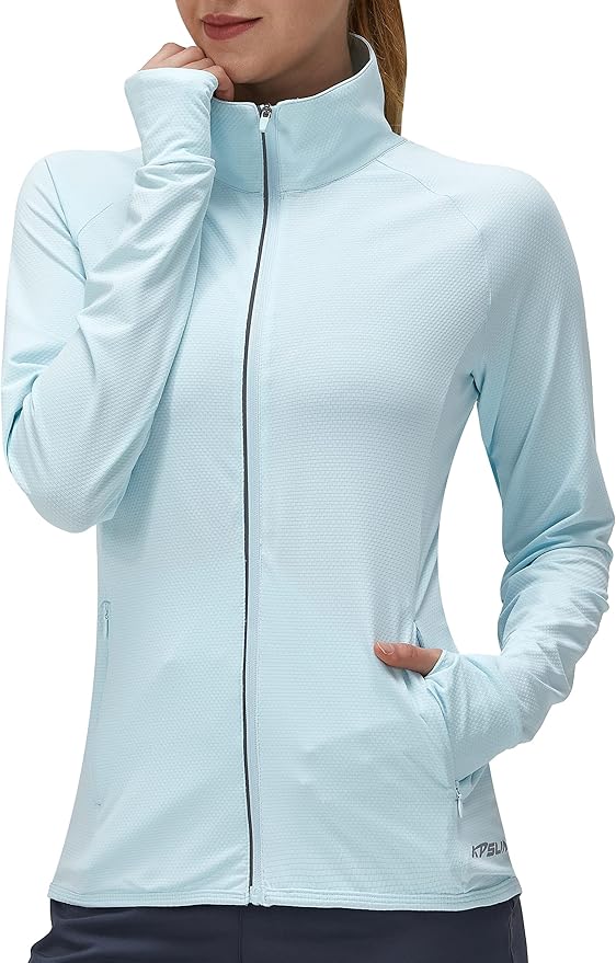 Women's UPF 50+ UV Sun Protection Clothing Long Sleeve Athletic Hiking Shirts Lightweight SPF Zip