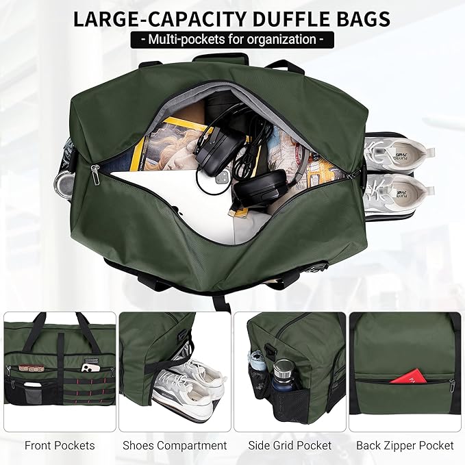 WITZMAN Foldable Duffle Bag for Travel 65L Lightweight Packable Duffel Bag with Shoes Compartment