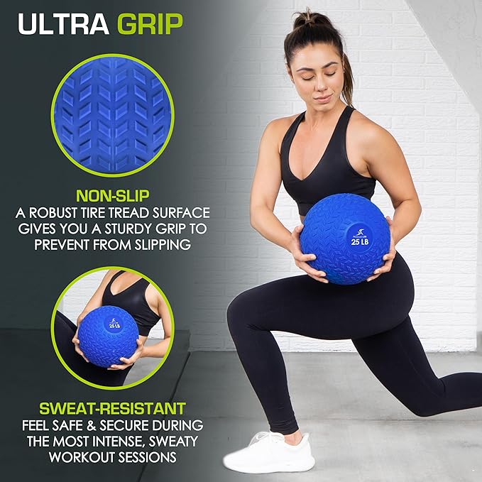 ProsourceFit Slam Medicine Balls 5, 10, 15, 20, 25, 30, 50lbs Smooth and Tread Textured Grip Dead