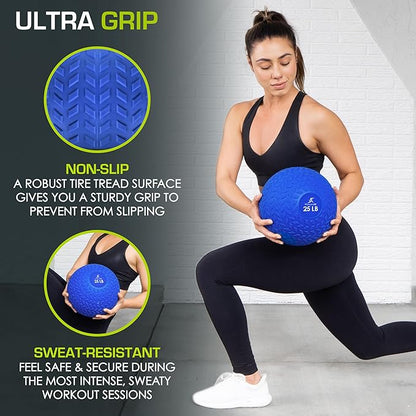 ProsourceFit Slam Medicine Balls 5, 10, 15, 20, 25, 30, 50lbs Smooth and Tread Textured Grip Dead