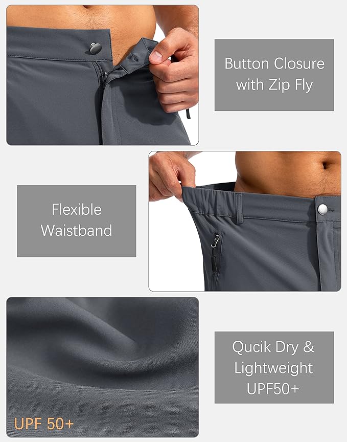 Pudolla Men's Hiking Cargo Shorts 9" Lightweight Outdoor Work Shorts for Men Travel Golf Camping