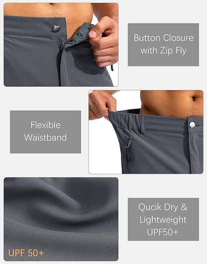 Pudolla Men's Hiking Cargo Shorts 9" Lightweight Outdoor Work Shorts for Men Travel Golf Camping
