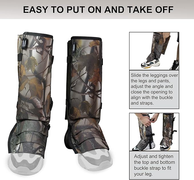 Snake Gaiters Leg Guards, Waterproof Snake Guards, Adjustable Snake Bite Protection for Lower Legs
