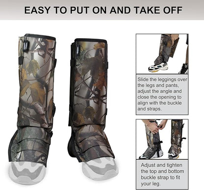Snake Gaiters Leg Guards, Waterproof Snake Guards, Adjustable Snake Bite Protection for Lower Legs