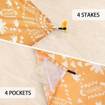 110''×118'' Extra Large Sandproof Beach Blanket 4-8 Adults, Waterproof Foldable Picnic Blankets