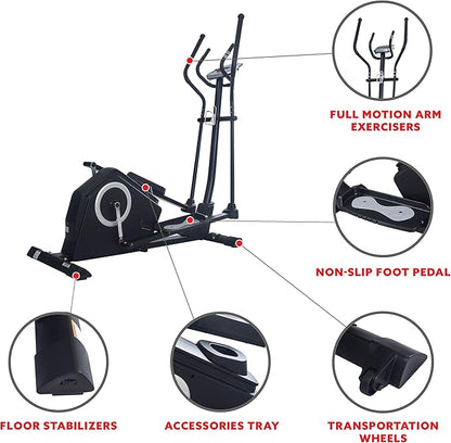 Sunny Health & Fitness Smart 2-in-1 Upright Elliptical Full-Body Exerciser, Home Cross-Training