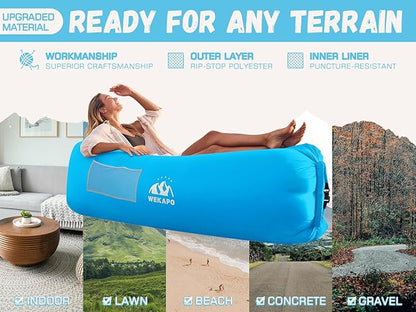 WEKAPO Inflatable Lounger with Pump-Effortless Setup, Ultra-Comfy & Lightweight -Perfect Blow up