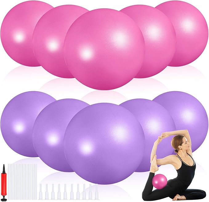Aoriher 10 Pieces 9 Inch Exercise Pilates Ball Yoga Therapy Core Ball for Yoga Stability Barre