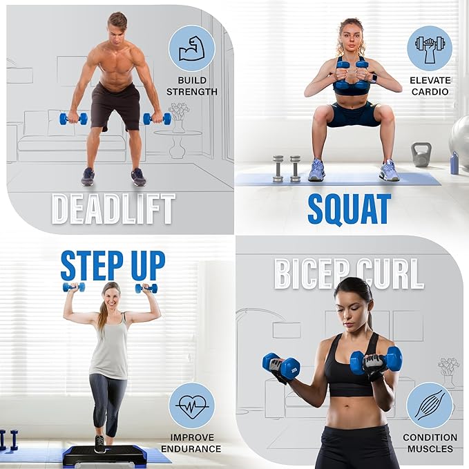 Yes4All Vinyl Hexagon Dumbbell - Dumbbells Set of 2 Hand Weights for Home Gym & Strength Training