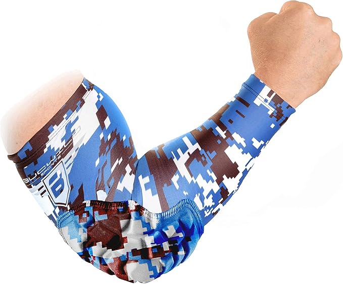 Bucwild Sports B Padded Elbow Arm Sleeves for Basketball Football Volleyball Youth & Adult Size