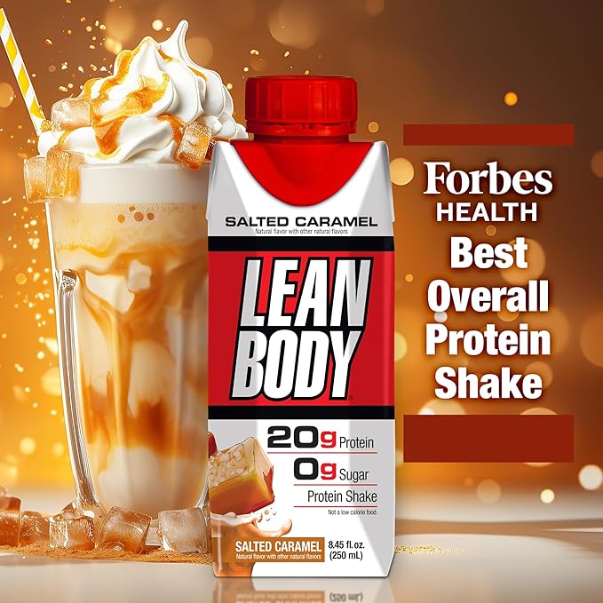 Lean Body Ready-to-Drink Salted Caramel Protein Shake, 20g Protein, Whey Blend, 0 Sugar, Gluten